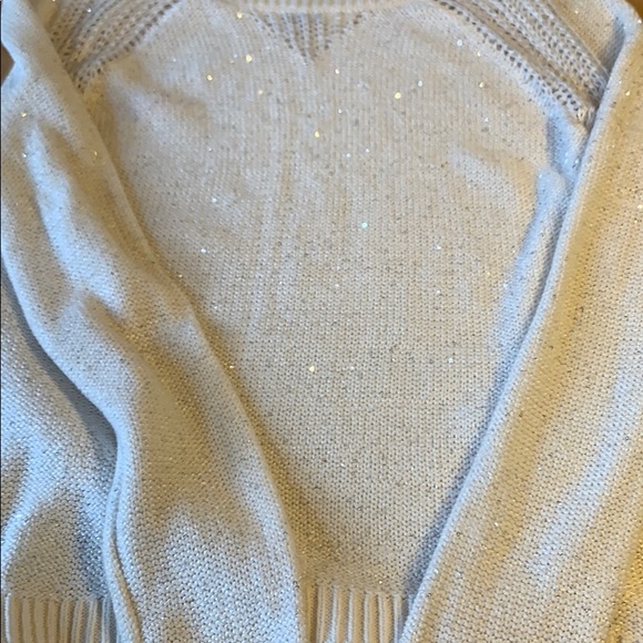 DKNY White Oversized Crew Neck Shimmer Sweater - Picture 2 of 7